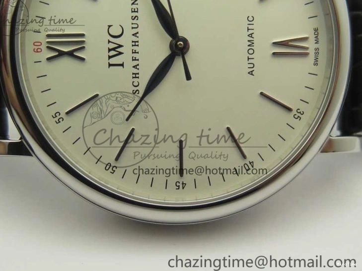 MIROTIME 0306 Supportive Portofino Automatic SS AF 1:1 Best Edition White Dial on Black Croco Leather Strap A 7184